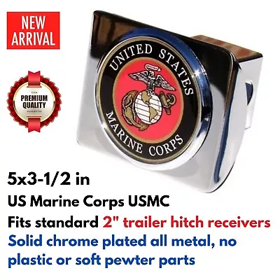 US Marine Corps Seal Emblem Chrome Metal Trailer Hitch Cover 2  Truck Receiver • $77.03