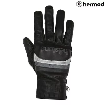 Helstons Mora Goat Leather Motorcycle Gloves - Black/White/Grey • $61.01