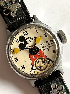 1934 Original Mickey Mouse Wristwatch Ingersoll Working Disneyana • $1100