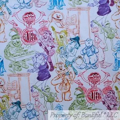 BonEful Fabric FQ Cotton Quilt Jim Henson Muppet Baby Boy Girl Color Music Movie • £13.51