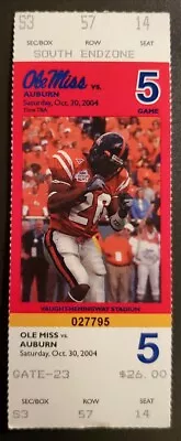 Ole Miss Auburn Football FULL Ticket 10/30 2004 Jason Campbell Undefeated Stub • $10.75