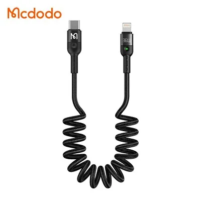 Mcdodo Coiled Retractable Type-C To IPhone 36w PD Fast Charge Data Cable 1.8m • £13.99