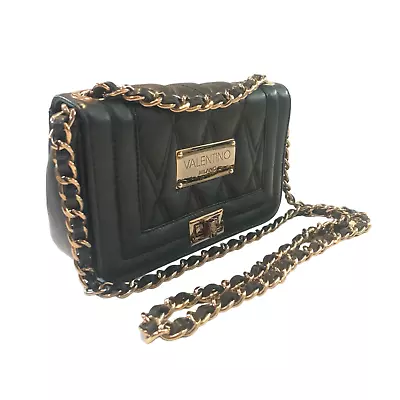 VALENTINO $995 Beatriz Quilted Chain Leather Crossbody Black • $299.99