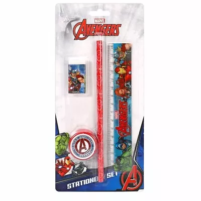 Marvel Avengers 4 PCS Pencil Stationery Set Gift Character School Ruler Kid • £2.95