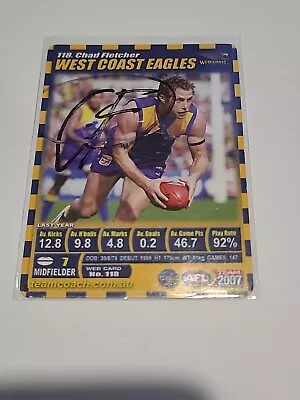 West Coast Eagles Signed Afl Card Chad Fletcher • $12