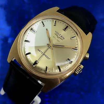 VINTAGE 1960s MANS VULCAIN CRICKET ALARM WRISTWATCH STUNNING DIAL W/ WARRANTY • $1495