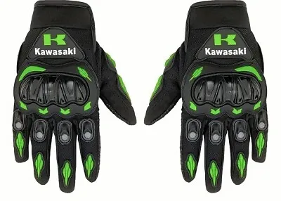 🔥Black / Green Motorcycle  XL  - Kawasaki Armored Knuckles Riding Gloves • $23.99