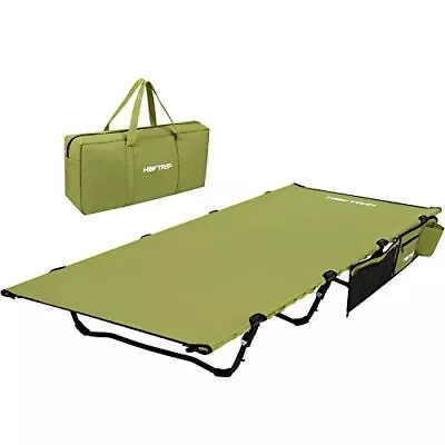 Extrawide Folding Camping Cot Quiet Sleeping Cot With Side Pocket Camping Bed Su • $113.03