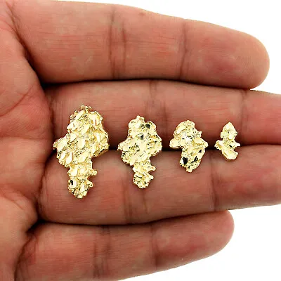 Men's Women's Kid's 10K Solid Yellow Gold Diamond Cut Nugget Stud Earrings • $119.99