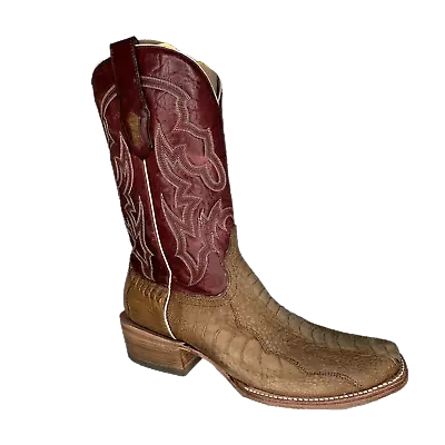 Corral Men's Ostrich Leg Tan & Red Narrow Square Toe Boots A4293 • $179.97