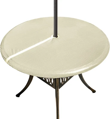 Vinyl Outdoor Tablecloth With Umbrella Hole Round Fitted Umbrella Table Cloth Wi • $17.49