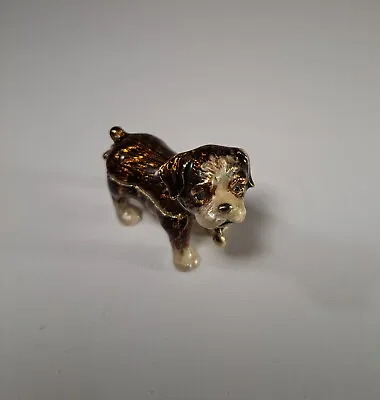 Monet Enamel Brown Terrier Dog Trinket Box • $19