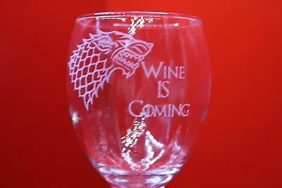 £12 • Buy Laser Engraved Wine Glass Wine Is Coming Game Of Thrones Stark Dire Wolf Design