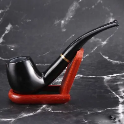 New Tobacco Pipe Classic Ebony Wood Tobacco Smoking Pipes 9mm Filter Element • $26.85