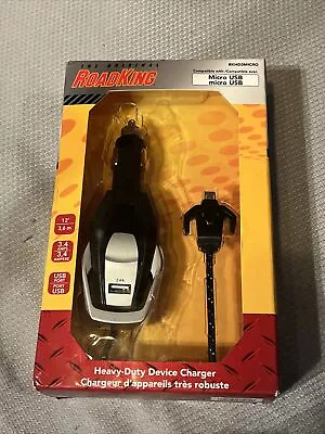 Car Phone Charger 2.4 Amp Road King Heavy-Duty Micro USB 12 Inch Braided Cable • $2.99