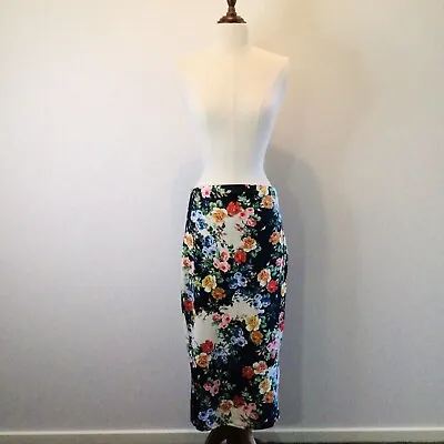 $20 • Buy ASOS Maternity Womens Pencil Skirt Size 10 Black Floral Stretch Long Polyester