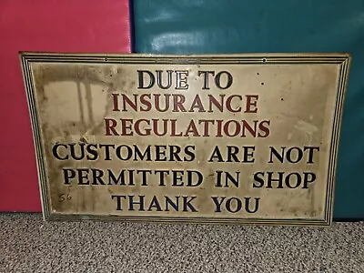 Vintage 60's/70s Insurance Regulations Automobile Auto Repair Vacuum Formed Sign • $50