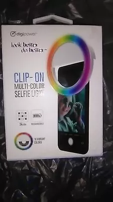 Clip-On Multi-Color Selfie 🤳 Ring Light~24 LED~18 Colors~Rechargable~8  Cable • $6.94