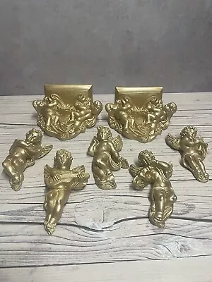 7 X Architectural Ornate Plaster Cherub Angel Musical Wall Decor Hanging Plaques • £34.98