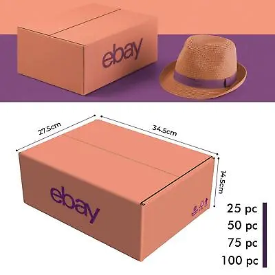 EBay Branded Packaging Small Cardboard Box (27.5cmx34.5cmx14.5cm) Pink/Purple • £17.40