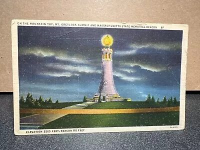 On The Mountain Top Mt Greylock Summit And MA State Memorial Beacon Postcard 6P • $10.99