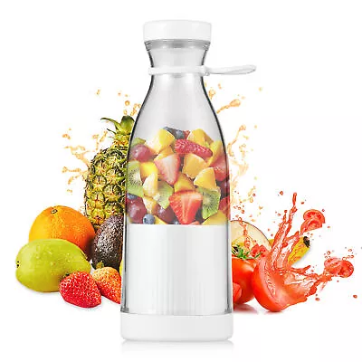 Portable Blender Juicer Cup Bottle 14oz For Shakes Smoothies Travel Outdoor E0Y5 • $10.98
