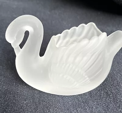 Vintage Frosted Glass Swan Trinket/toothpick Holder. • $8