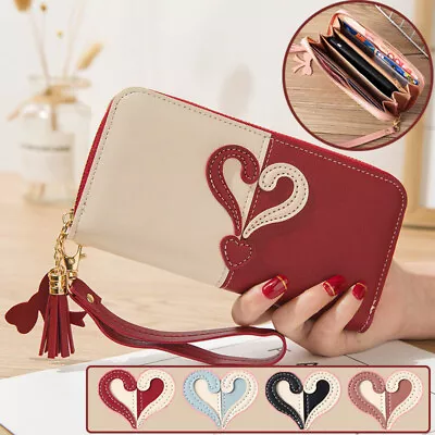 Ladies Large Capacity Leather Wallet Long Purse Phone Card Holder Case Clutch UK • £8.95