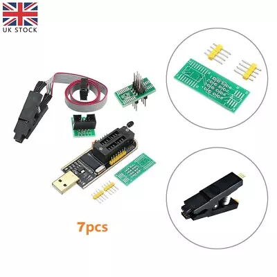 CH341A BURNER CHIP USB PROGRAMMER WRITER SOP CLIP ADAPTER EEPROM BIOS FLASH New • £9.99