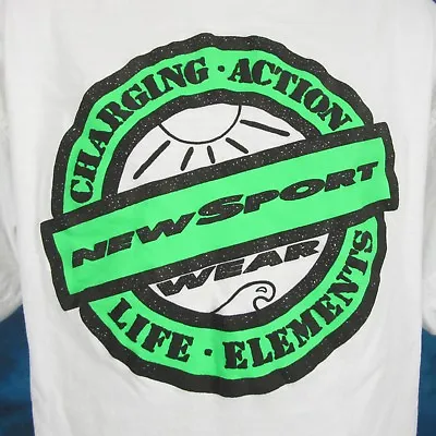 Vintage 90s NEW SPORT WEAR T-Shirt LARGE Surf Beach Skate Action Hip Hop • $21.24