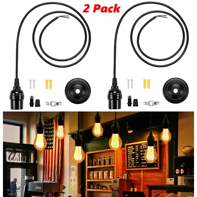 $12.69 • Buy 2 Pack Cord Hanging E26 Edison Base Industrial Lamp Holder Pendant Light Kit