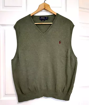 Polo Ralph Lauren Sweater Vest Pima Cotton Mens XXL Green Pony Sleeveless V Neck • $19.99