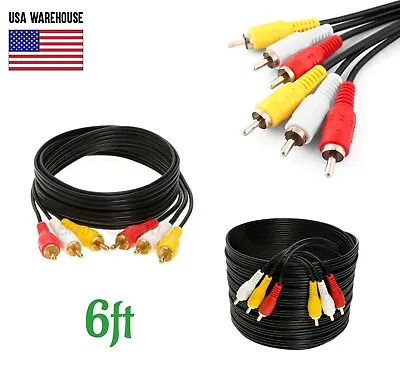 6ft 3RCA Male To Male Composite Extension Audio Video AV Cable Yellow Red White • $5.25