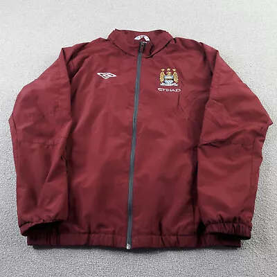 Manchester City Jacket Mens Large Burgundy Umbro Adult Football Training Top • $29.62