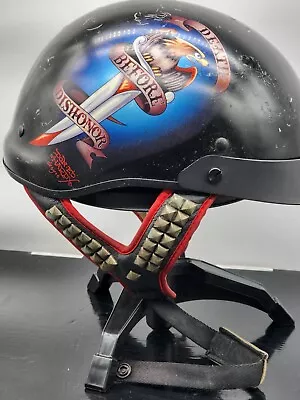 Ed Hardy Christian Audigier Shorty Helmet Death Before Dishonor XL KBC DOT • $39.50