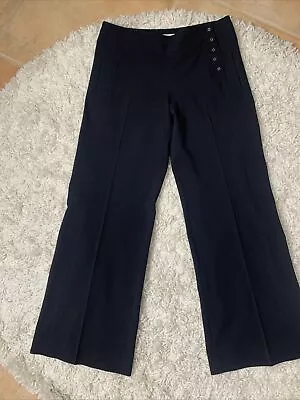 Cabi Womens Pants Sz 6  Black Side Button Long Trouser Style 896 Wide Leg • $25.49