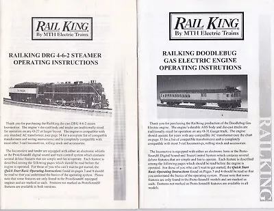 Rail King By MTH PCC Street Car Doodlebug Gas Electric & DRG 4-6-2 Instruction • $9.95