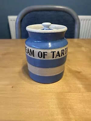 T G Green Cornishware CREAM OF TARTAR Storage Jar 11cm Old Church￼ • £14.99