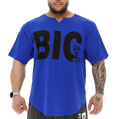 BIG SM SPORTSWEAR MUSCLEWEAR Ragtop Rag Gym Shirt T-Shirt Bodybuilding 3341-BLUE • £60.04