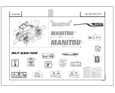 Manitou MLT630-105D ST4 S1 Parts Catalog • £29.99
