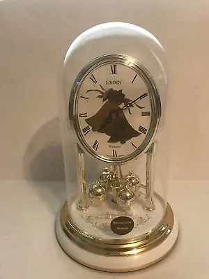 Vintage LINDEN Westminster Melody Wedding Mantel Clock Glass Dome Quartz Germany • $49.99