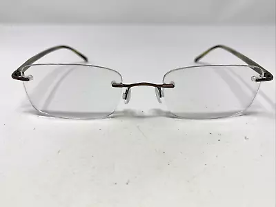 Marchon Airlock 770/37 014 52-21-140 Brown Rimless Metal Eyeglasses Frame IG86 • $42