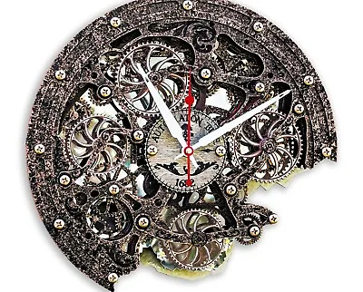 Automaton Bite Large Moving Gears Wall Clock 1682 Old Copper Steampunk Loft Art • $149