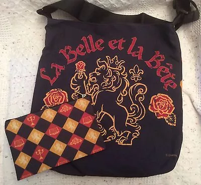 Disney Beauty & The Beast La Belle Et La Bete Crest Tote & Zip Pouch Set Black • $51.95