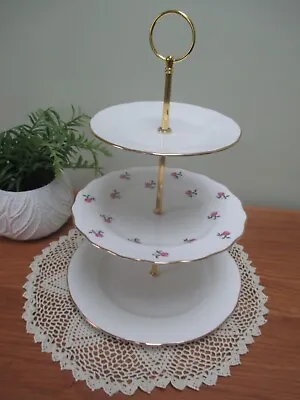 Lovely Colclough China  Plated 3 Tier Cake Stand Fragrance Design • £17.50