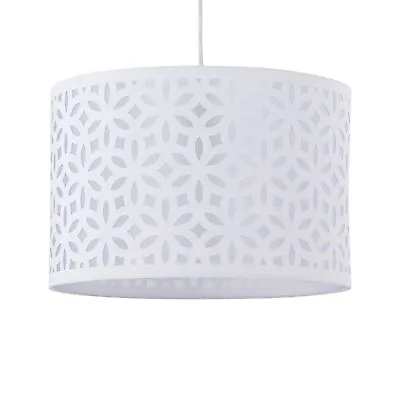 Modern White Laser Cut 25cm Easy Fit Ceiling Light Shade Pendant Lightshade • £13.99