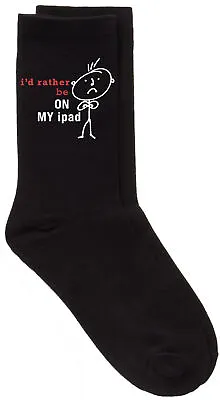 60 Second Makeover Limited Mens I'd Rather Be On My Ipad Black Calf Socks Valent • £9.99