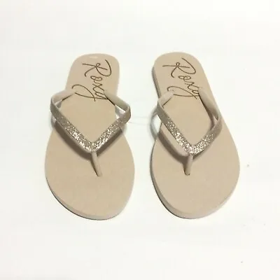 Roxy Lumina Lite V Gold Glitter Thong Sandal Women’s Size 10 • $7.97