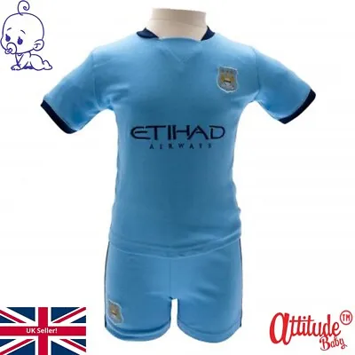 Man City Baby Kits-Official Man City FC Baby Kit-Baby Man City Shirt With Shorts • £15