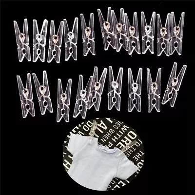 20pcs Mini Clear Plastic Doll Clothespin Photo Paper Peg Clips Laundry HangeAGAH • £4.10